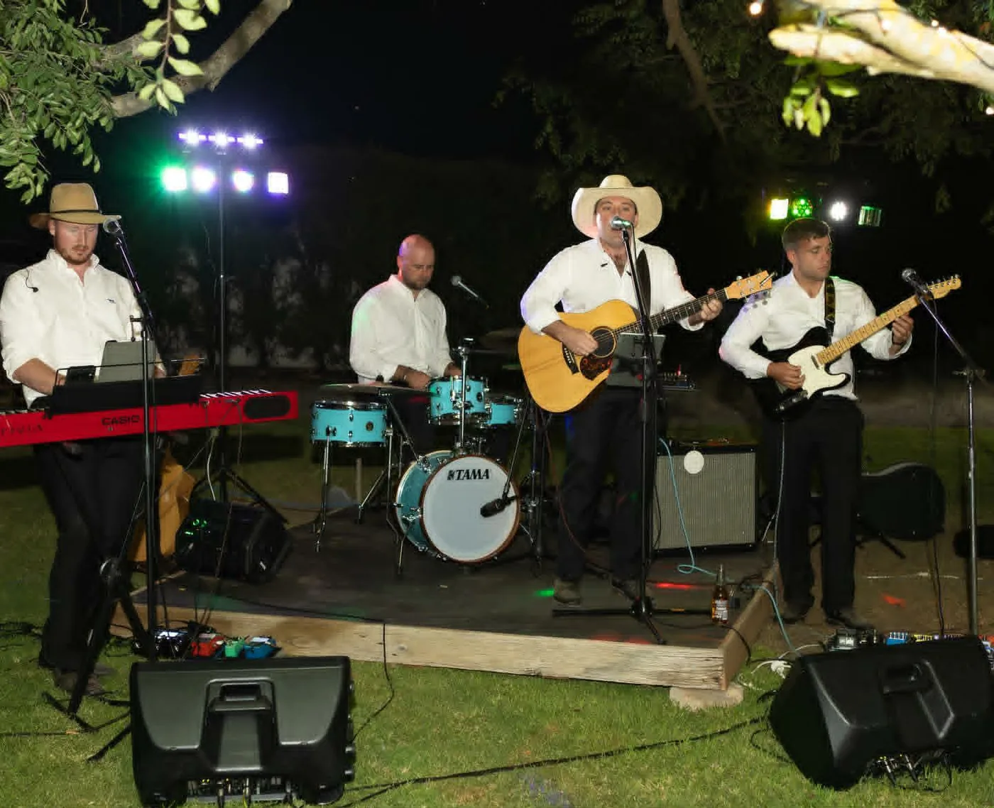 On The Tins, four-piece pub band, on stage